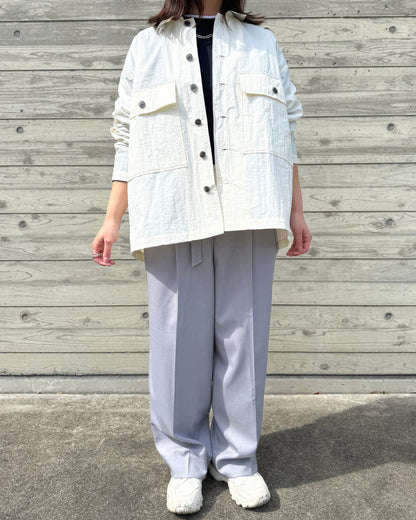 日本製大人シャツジャケット＆接触冷感ＵＶカットTシャツ♪４０代５０代コーデ♪白のシャツジャケット。