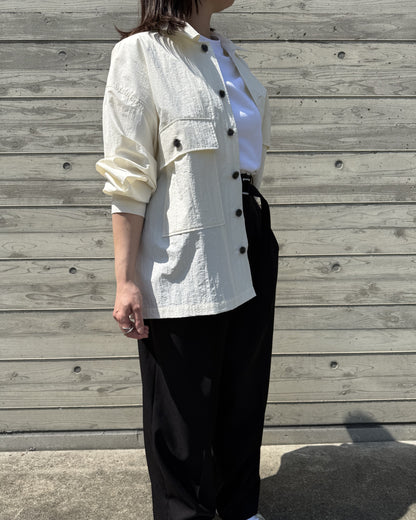 接触冷感＆ＵＶカットTシャツ♪軽やかに羽織れる大人のシャツジャケット♪美しくしっかりした日本製♪４０代５０代コーデに♪白のシャツジャケット♪