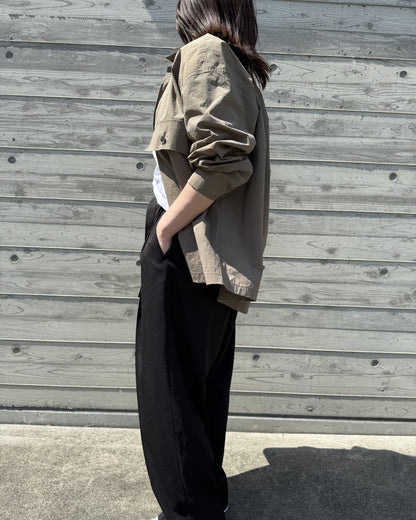 軽やかに羽織れる大人のシャツジャケット♪美しくしっかりした日本製♪４０代５０代コーデに♪モカ。