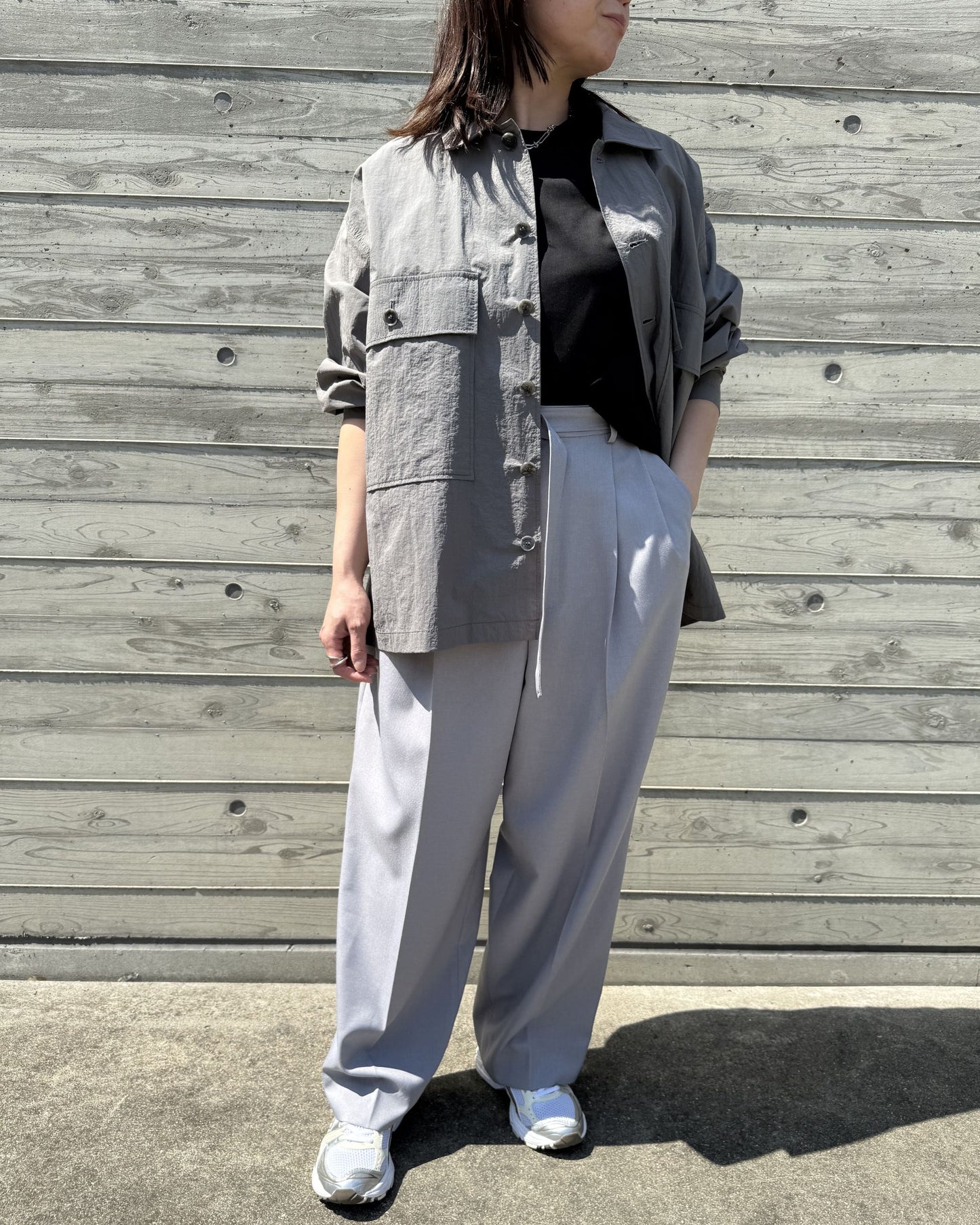 接触冷感＆ＵＶカット！二の腕を隠せる綿１００％の日本製Tシャツ＆大人カッコイイシャツジャケット♪４０代５０代コーデ♪